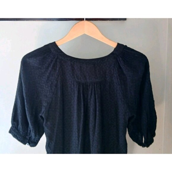 Anthropologie Maeve V Neck Button Down Top Size Small Black Textured S/S - Picture 7 of 8